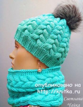 Вязаная шапка с косами, ШИРОКИЙ ВЫБОР УЗОРОВ