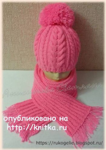 Вязаная шапка с косами, ШИРОКИЙ ВЫБОР УЗОРОВ