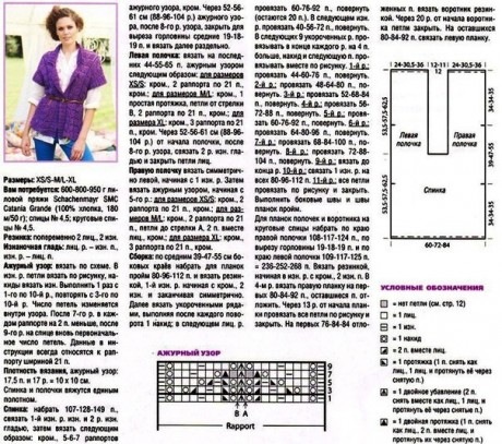 Вязаная сетчатая жилетка спицами, БОЛЬШАЯ КНИГА схем и описаний