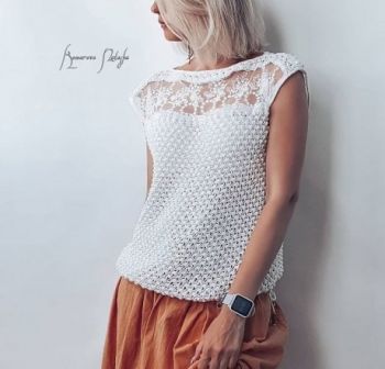 Вяжем летний топ спицами, большой выбор схем!