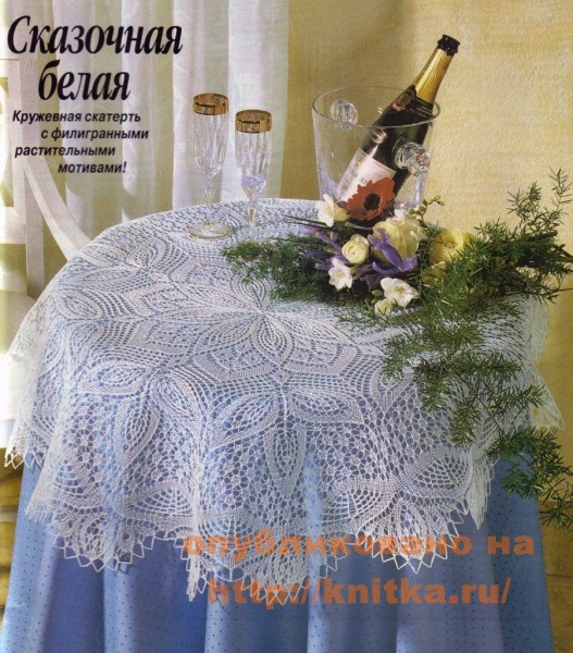 Вяжем скатерти спицами, огромный выбор схем и описаний!