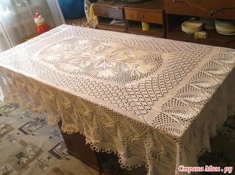 Вяжем скатерти спицами, огромный выбор схем и описаний!