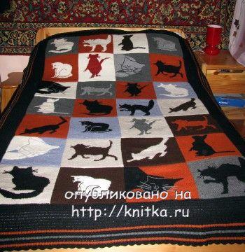 подборка схем и описаний вязания красивых пледов из квадратных мотивов