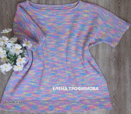 Летний джемпер спицами. Работа Елены Трофимовой