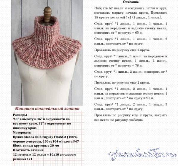 Вязаная манишка женская - 52 модели со схемами, описанием и видео