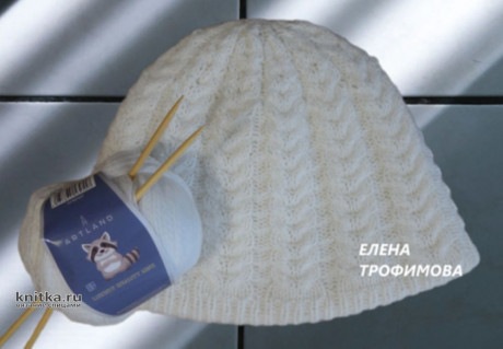 Шапка спицами с подкладом. Работа Елены Трофимовой