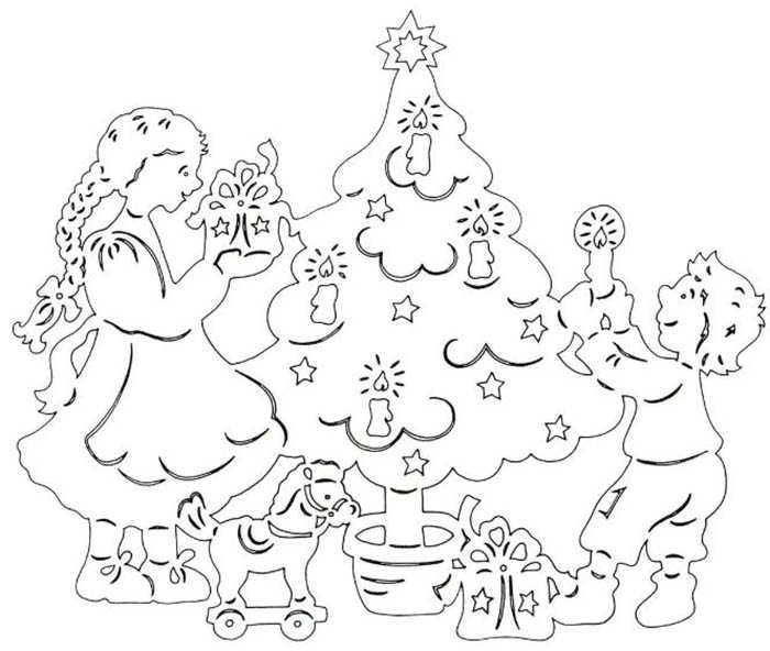 Трафареты на окна для вырезания из бумаги к новому 2026 году