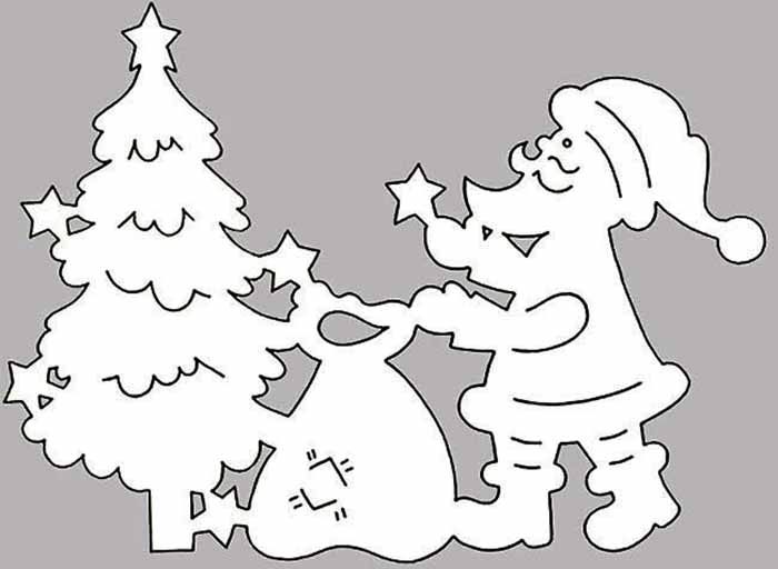 Трафареты на окна для вырезания из бумаги к новому 2026 году