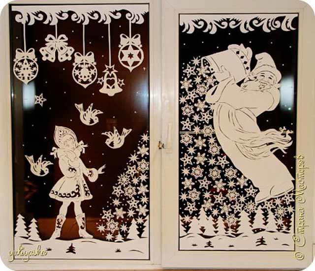 Трафареты на окна для вырезания из бумаги к новому 2026 году