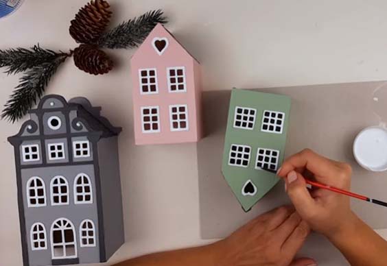 Новогодние домики своими руками из картона и бумаги
