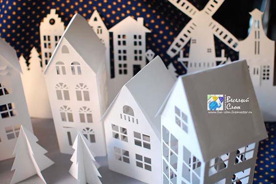 Новогодние домики своими руками из картона и бумаги