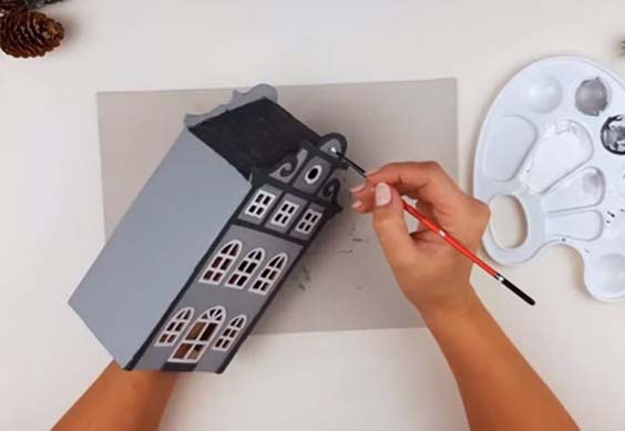 Новогодние домики своими руками из картона и бумаги