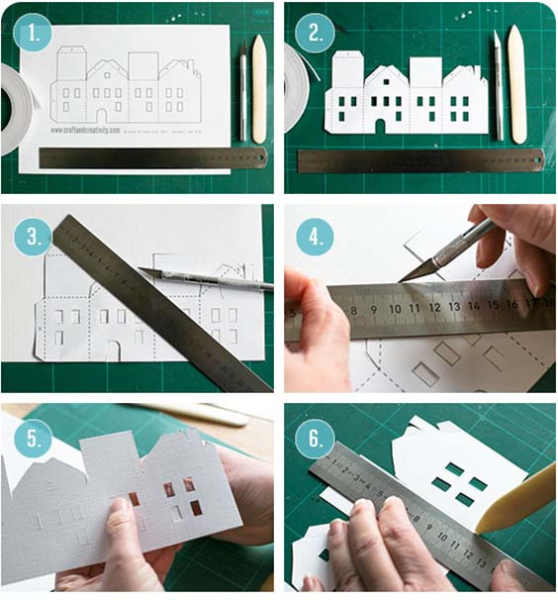 Новогодние домики своими руками из картона и бумаги