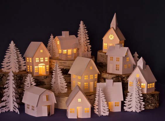 Новогодние домики своими руками из картона и бумаги