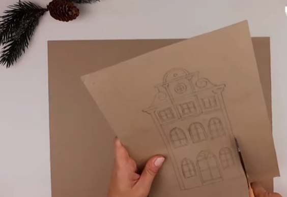 Новогодние домики своими руками из картона и бумаги