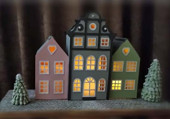 Новогодние домики своими руками из картона и бумаги